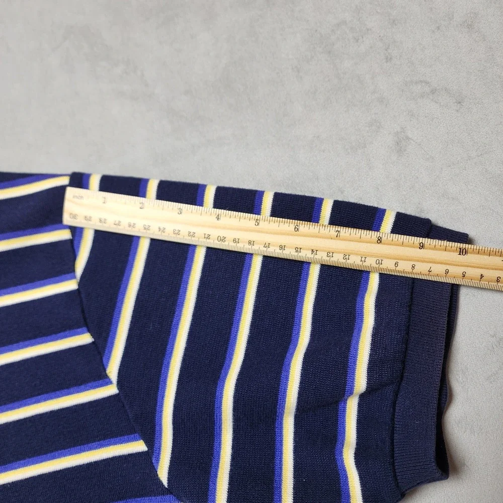 Polo Ralph Lauren Mens XXL Navy Blue Yellow Striped‎ Short Sleeve Polo Shirt